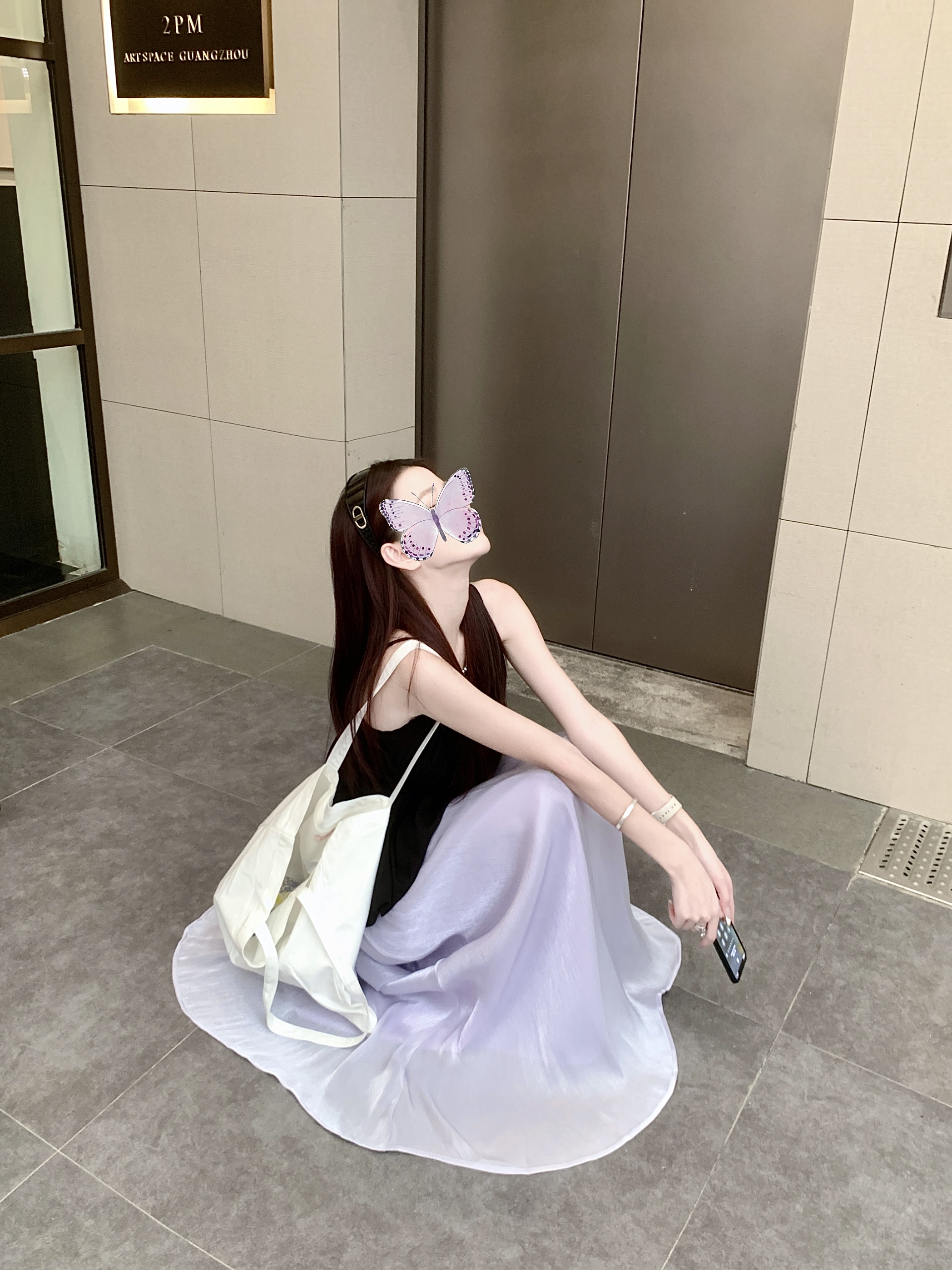 實拍高級感寬松紫色半身裙女2025夏季新款高腰顯瘦中長裙女
