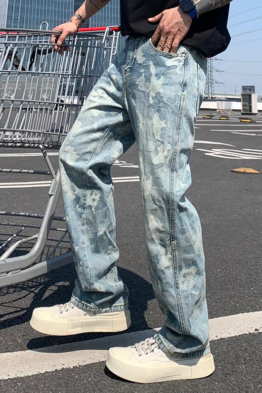 實拍2025春夏潮牌痞帥時尚提花直筒直筒褲男士高級感休閑百搭長褲