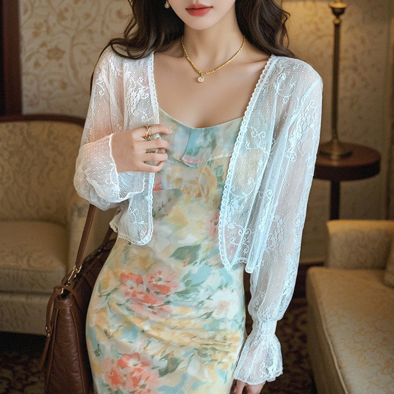 已出貨小披肩外套女2026春夏新款坎肩百搭雪紡防曬薄短款外搭開衫