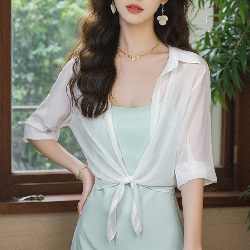 已出貨2026夏季薄款系帶小披肩小外套女防曬衣百搭短款雪紡開衫潮