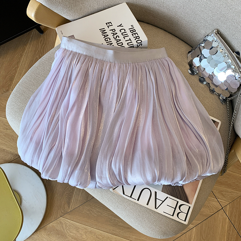 法式流蘇網紗蓬蓬短裙2025夏新款顯瘦氣質防走光半身裙女