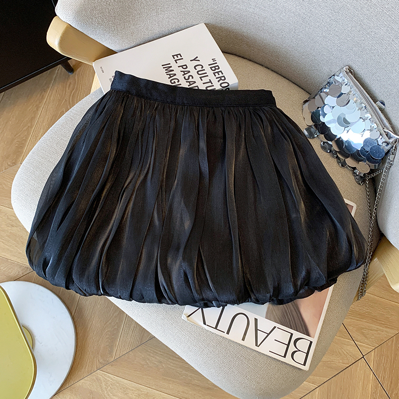 法式流蘇網紗蓬蓬短裙2025夏新款顯瘦氣質防走光半身裙女
