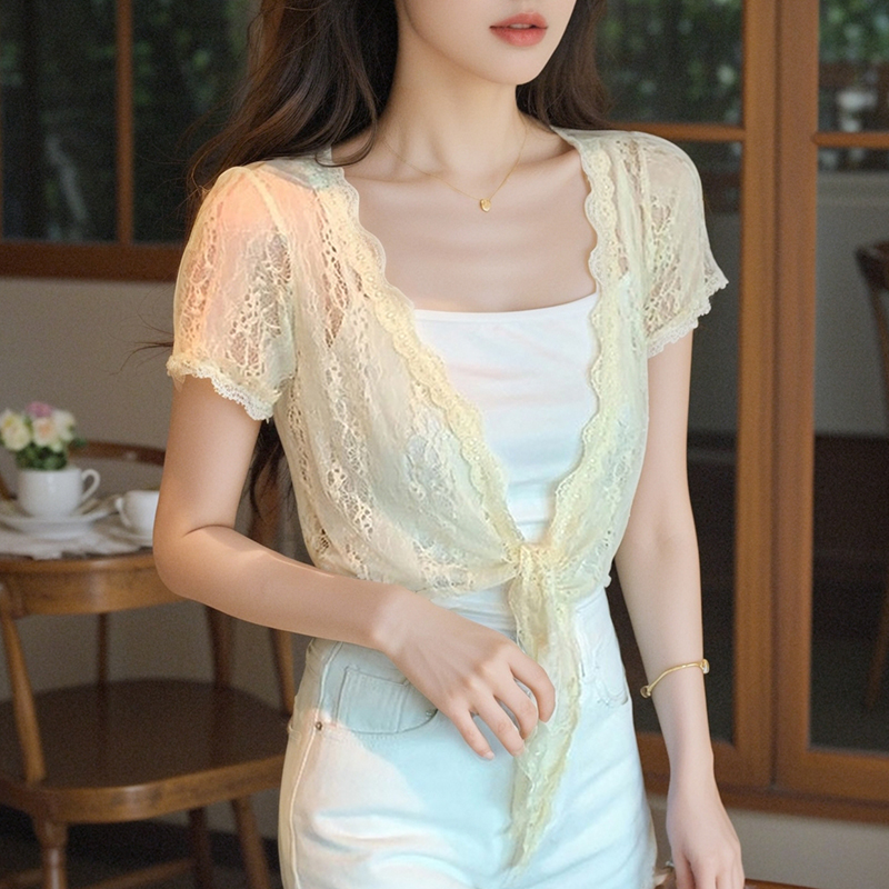 已出貨小披肩外套女2025春夏新款百搭雪紡防曬衣超薄短款外搭開衫