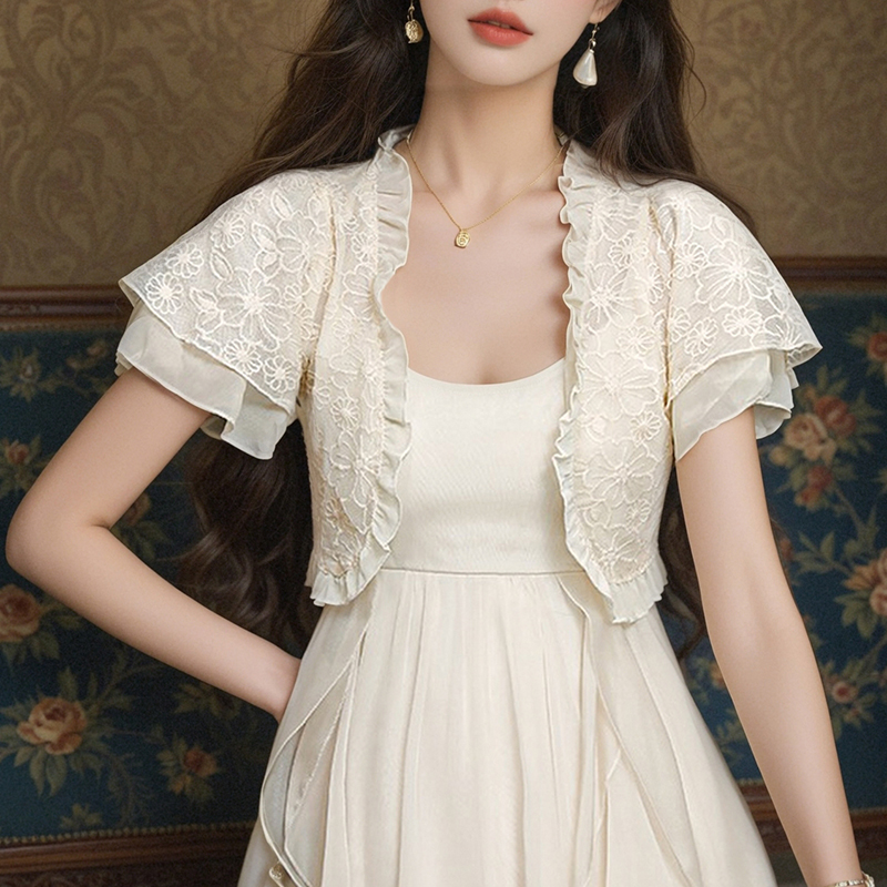 已出貨小披肩外套女2025春夏新款小肩百搭雪紡防曬衣短款外搭開衫
