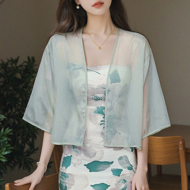 已出貨2025新中式國風披肩外套夏季防曬開衫女薄款外搭罩衫小披肩