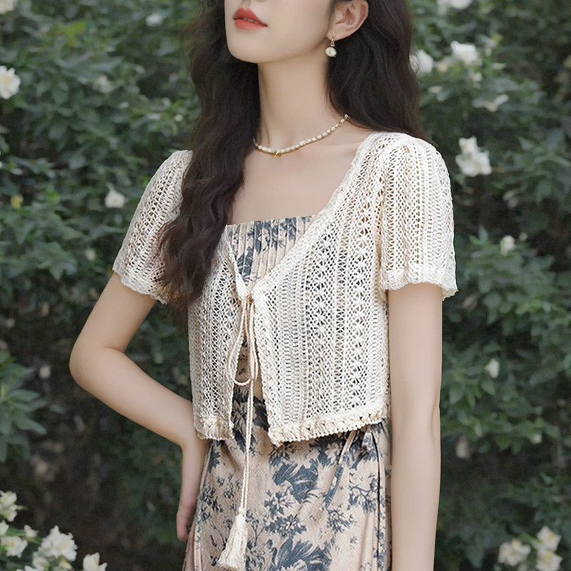 蕾絲鏤空防曬開衫上衣女2026夏季薄款外搭的小披肩短款外套