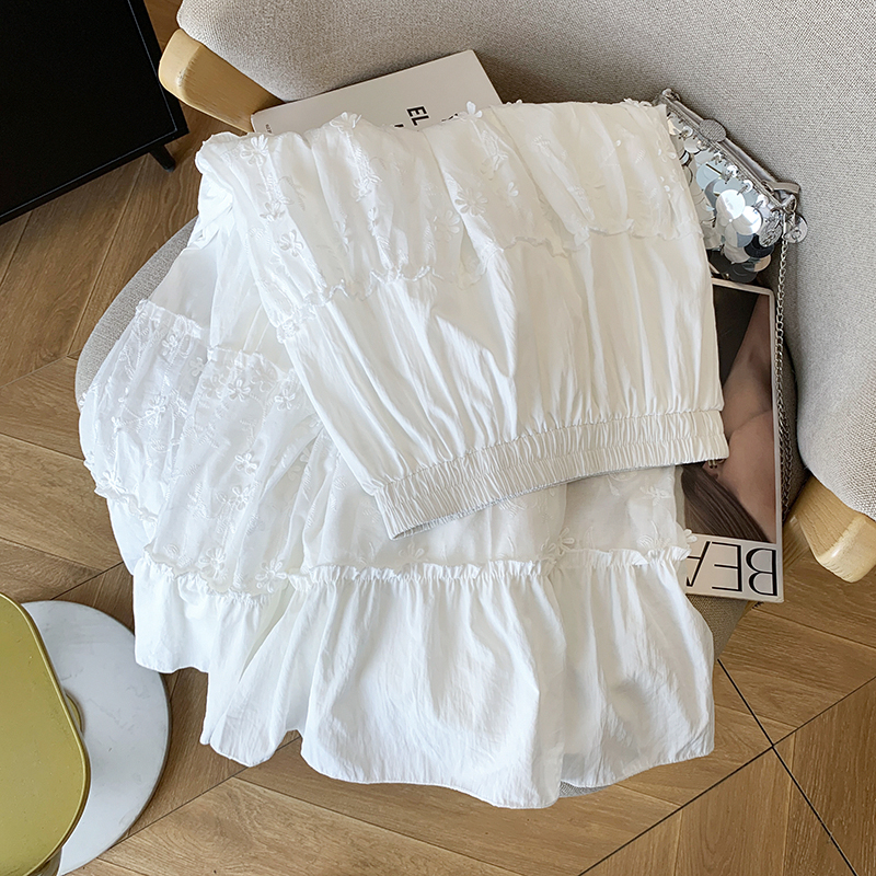 白色半身裙女春夏2025新款松緊高腰顯瘦垂感a字蛋糕長裙大擺傘裙
