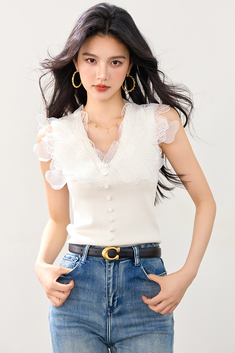 實拍◆◆新款冰爽女V領針織衫 疊穿女上衣背心針織衫