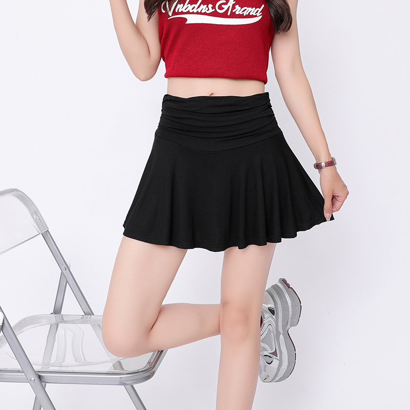 實拍高腰褶皺辣妹包臀短裙女夏季顯瘦百搭防走光運動A字半身裙褲