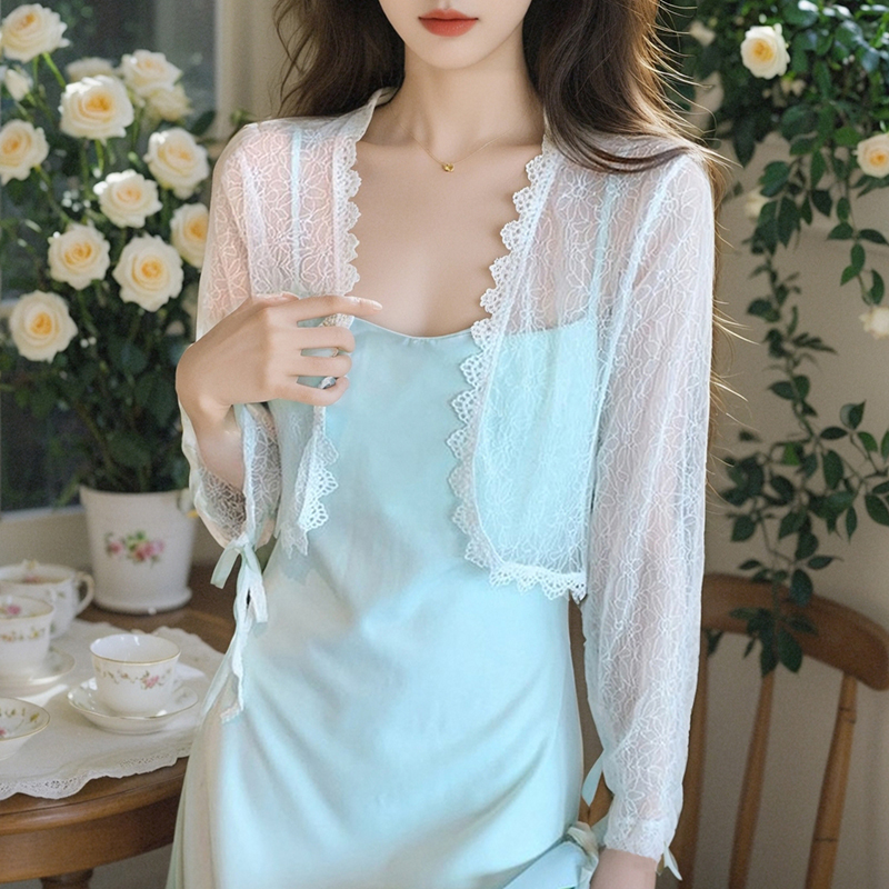 已出貨小披肩外套女2025春夏新款坎肩百搭蕾絲防曬衣短款外搭開衫