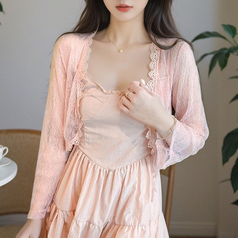已出貨小披肩外套女2025春夏新款坎肩百搭蕾絲防曬衣短款外搭開衫