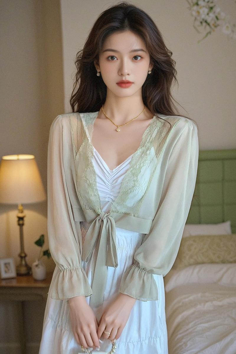 已出貨小披肩外套女2026春夏新款坎肩百搭雪紡防曬薄短款外搭開衫