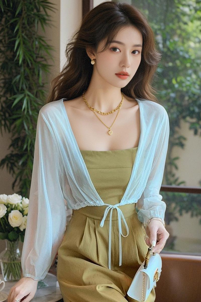 已出貨小披肩外套女2026春夏新款小坎肩百搭雪紡防曬超薄短款開衫