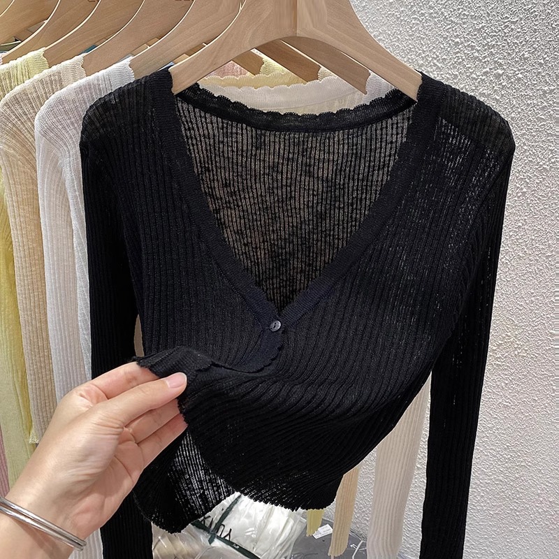 冰絲針織開衫防曬衣女夏季薄款網紅小披肩外搭配吊帶裙子坎肩外套