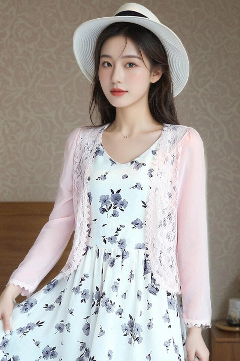 已出貨小披肩外套女2025春夏新款小坎肩雪紡防曬衣薄短款外搭開衫