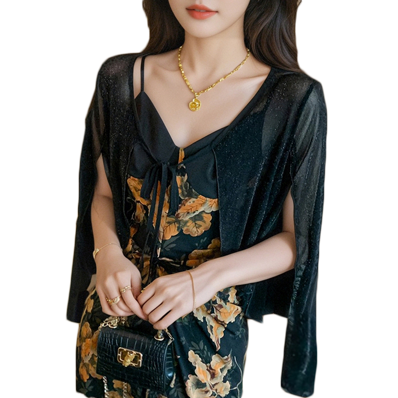 已出貨小披肩外套女2026春夏新款百搭網紗防曬衣超薄短款外搭開衫