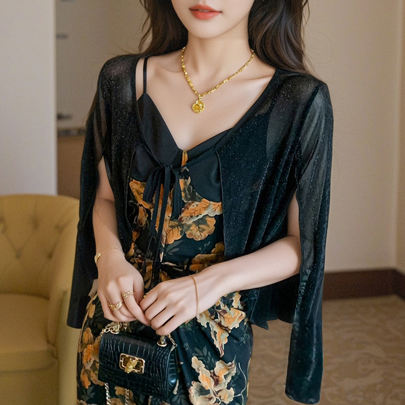 已出貨小披肩外套女2026春夏新款百搭網紗防曬衣超薄短款外搭開衫