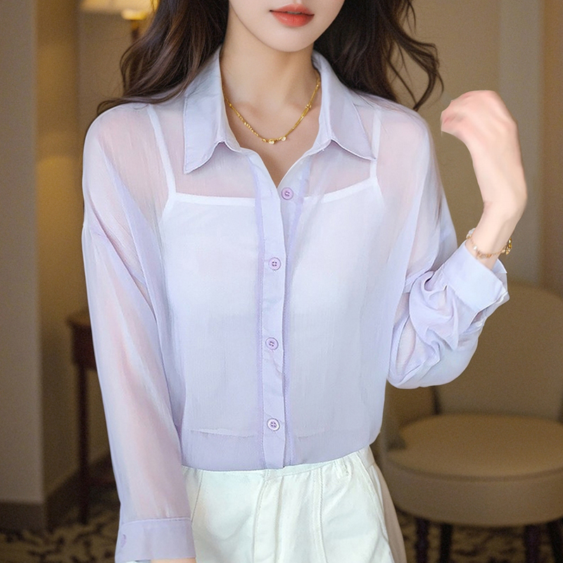 已出貨 2025春夏季新款襯衫雪紡防曬衣長袖開衫中長款女