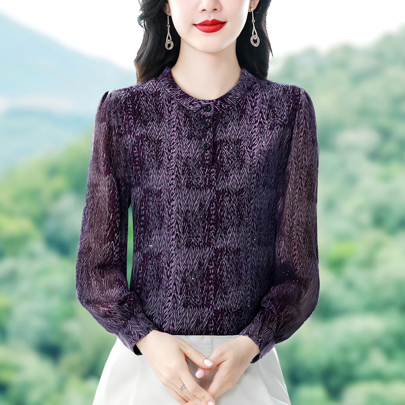 2026春夏裝新款媽媽雪紡襯衫洋氣中老年大碼薄款小衫寬松長袖上衣