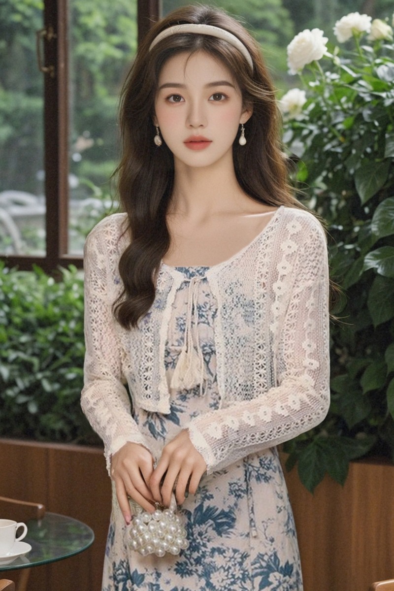 已出貨2025夏季新款蕾絲鏤空防曬開衫女配吊帶裙子的外帶披肩上衣