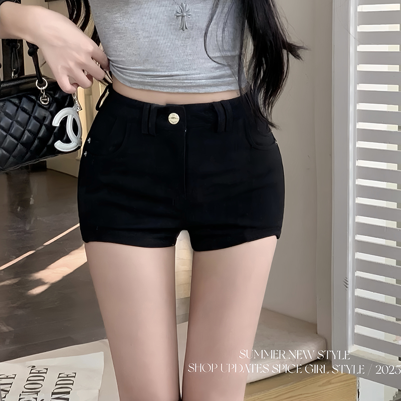 實拍美式辣妹低腰彈力超短褲女夏季新款修身顯瘦包臀熱褲子ins潮