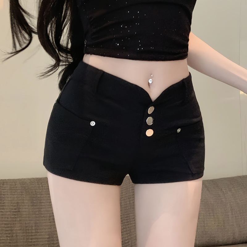 實拍辣妹豐胯短褲女2025夏季新款時尚復古修身顯瘦美胯超短熱褲