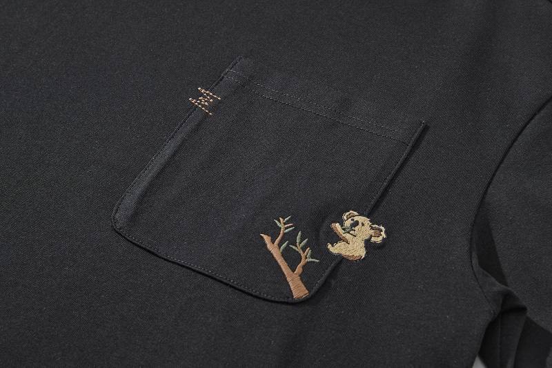 日系潮牌夏季新款樹懶小刺繡短袖T恤男簡約寬松百搭休閑半袖體恤