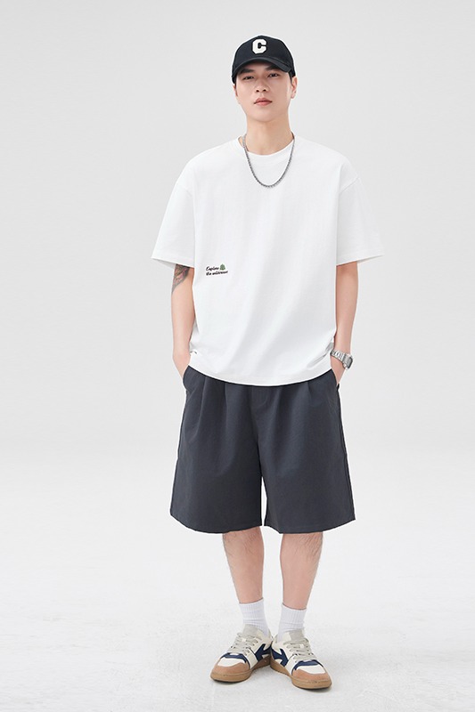 日系潮牌夏季新款簡約刺繡短袖T恤男寬松百搭休閑純棉半袖體恤