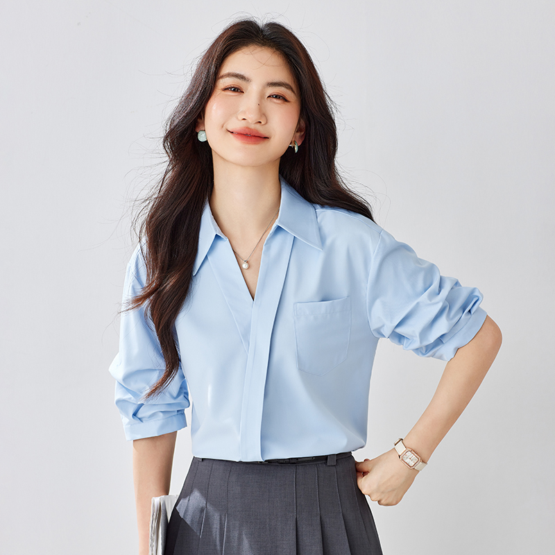 白色V領襯衫女夏季教資面試穿搭短袖上衣小個子職業襯衣