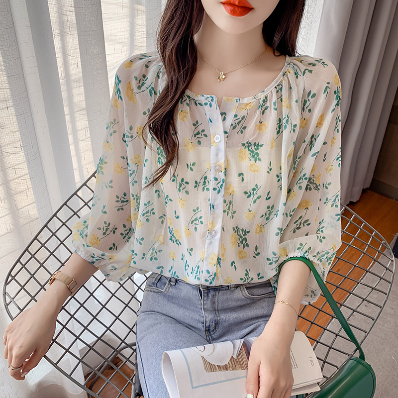 셔츠 맨위 셔츠 봄 여름 가을 작은 셔츠 여성 의류 새로운 chic 품격 루즈핏 느슨함 긴팔 프린트 블라우스