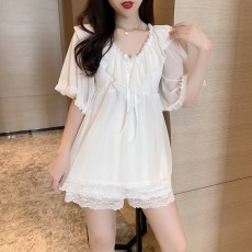 批发实拍实价 带胸垫仙女<b class='q'>睡衣</b>套装<b class='q'>性感</b>蕾丝拼接两件套外穿家居服