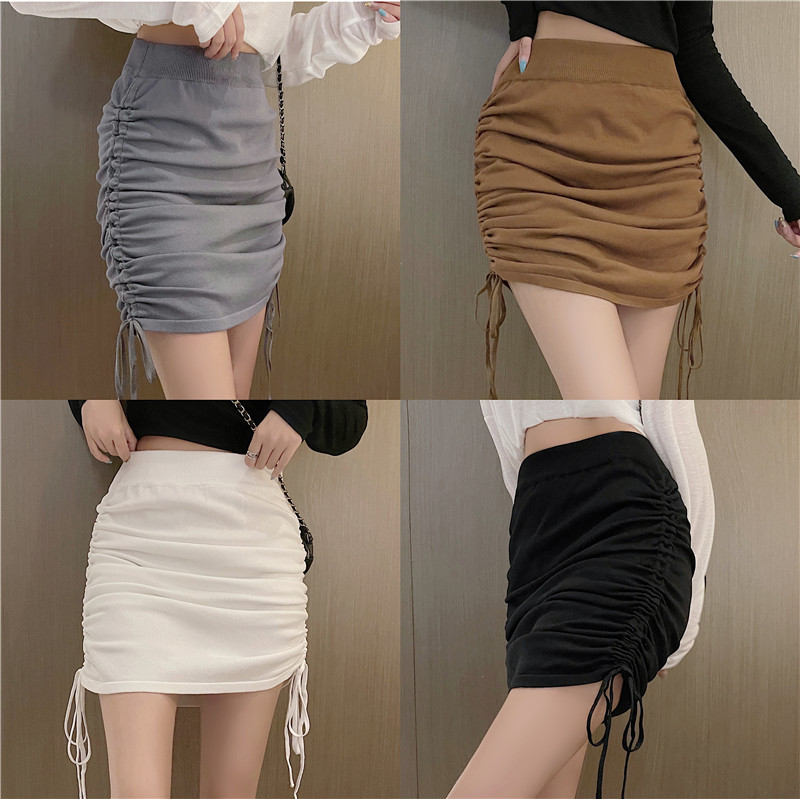 Not reducing high waisted drawstring casual hip wrap loose slimming short skirt, pure and stylish_voghion.com