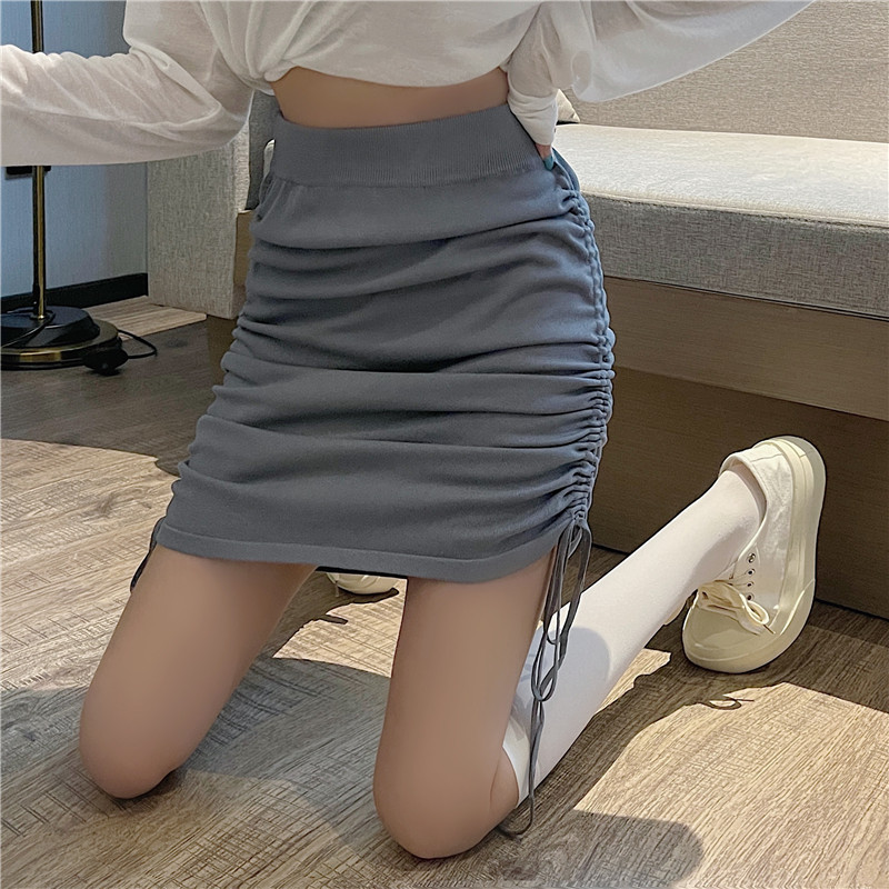Not reducing high waisted drawstring casual hip wrap loose slimming short skirt, pure and stylish_voghion.com