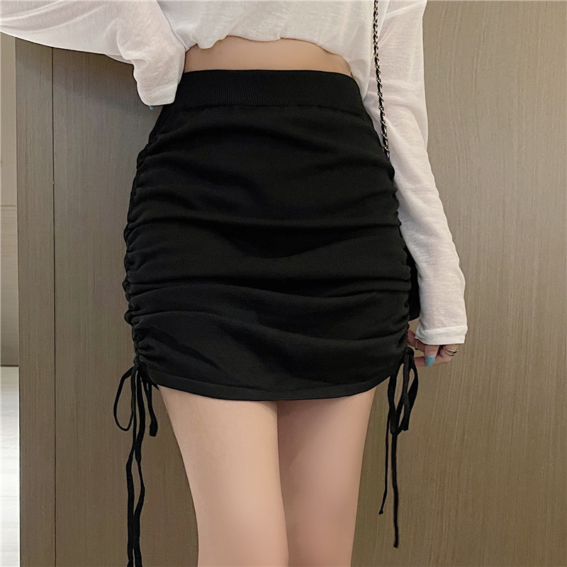 Not reducing high waisted drawstring casual hip wrap loose slimming short skirt, pure and stylish_voghion.com