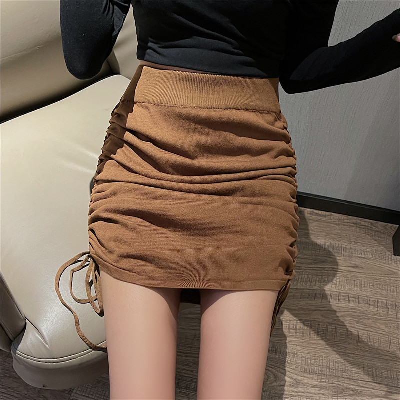 Not reducing high waisted drawstring casual hip wrap loose slimming short skirt, pure and stylish_voghion.com