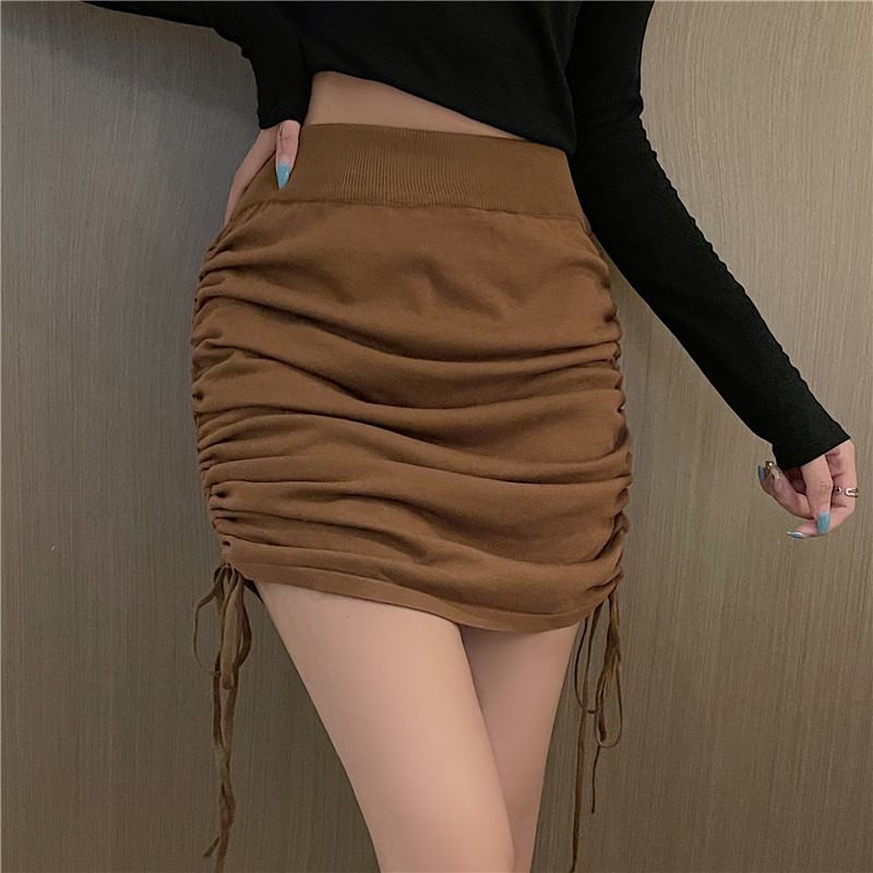 Not reducing high waisted drawstring casual hip wrap loose slimming short skirt, pure and stylish_voghion.com