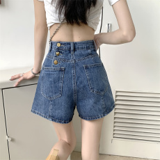 批发实拍牛仔短<b class='q'>裤</b>女2026新款<b class='q'>夏季</b>薄款阔腿<b class='q'>裤</b>子ins超火高腰a字辣妹热<b class='q'>裤</b>