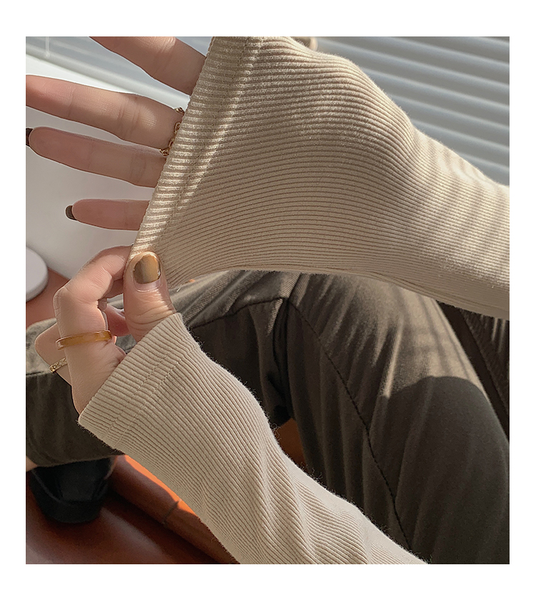 ~High neck base shirt, women's long sleeved thread and slimming Korean version versatile pile collar, inner pullover top_voghion.com