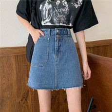 批发实拍美式复古牛仔<b class='q'>短裙</b>女2025夏季小个子高腰显瘦a字包臀<b class='q'>半身</b>裙