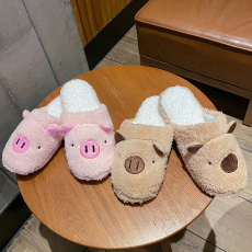 批发实拍 新款毛绒可爱小猪棉拖ins情侣保暖防滑居家鞋子