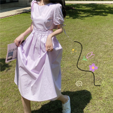 批发实拍实价 性感心机露腰显瘦减龄设计感系带袖口初恋连衣裙潮
