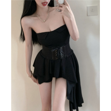 批发纯欲套装女修身封腰抹胸连衣裙内搭<b class='q'>打底</b>裤三件套