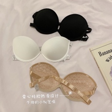 批发实拍实价无肩带内衣女小胸聚拢隐形文胸美背性感爱心防滑bra