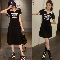 批发捻丝220克好质量POLO连衣裙女收腰2026夏季新款微胖<b class='q'>大码</b>印花