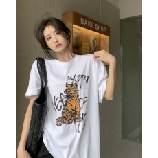 批发实拍夏季新港风时尚减龄<b class='q'>老虎</b>印花宽松中长款短袖T恤ins阔版上衣潮