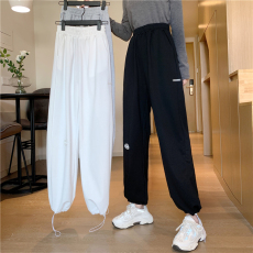 批发实价-实拍65/35鱼鳞 春季新款宽松抽绳束脚休闲阔腿裤