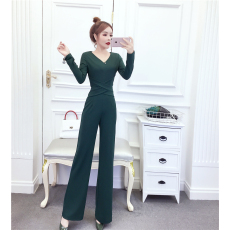 批发实拍2026秋时尚名媛气质很仙v领显瘦收腰洋气<b class='q'>连体裤</b>长裤