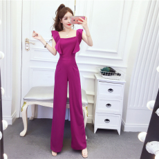 批发实拍2026夏季时尚名媛气质网红荷叶边无袖收腰连体裤<b class='q'>长裤</b>