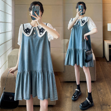 批发实拍大货~新款孕妇宽松大码牛仔连衣裙