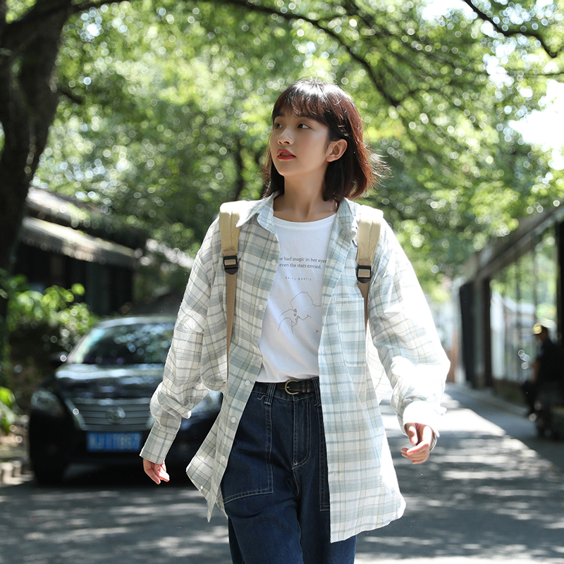 2026 실사 봄 가을 새로운 루즈핏 캐주얼 BF 바람 긴팔 격자 무늬 셔츠 맨위 재킷